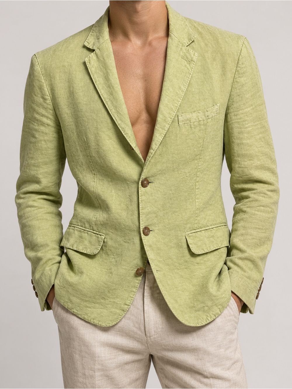 Light Green Linen Sport Coat - Men's Casual Blazer .. slight Defect .